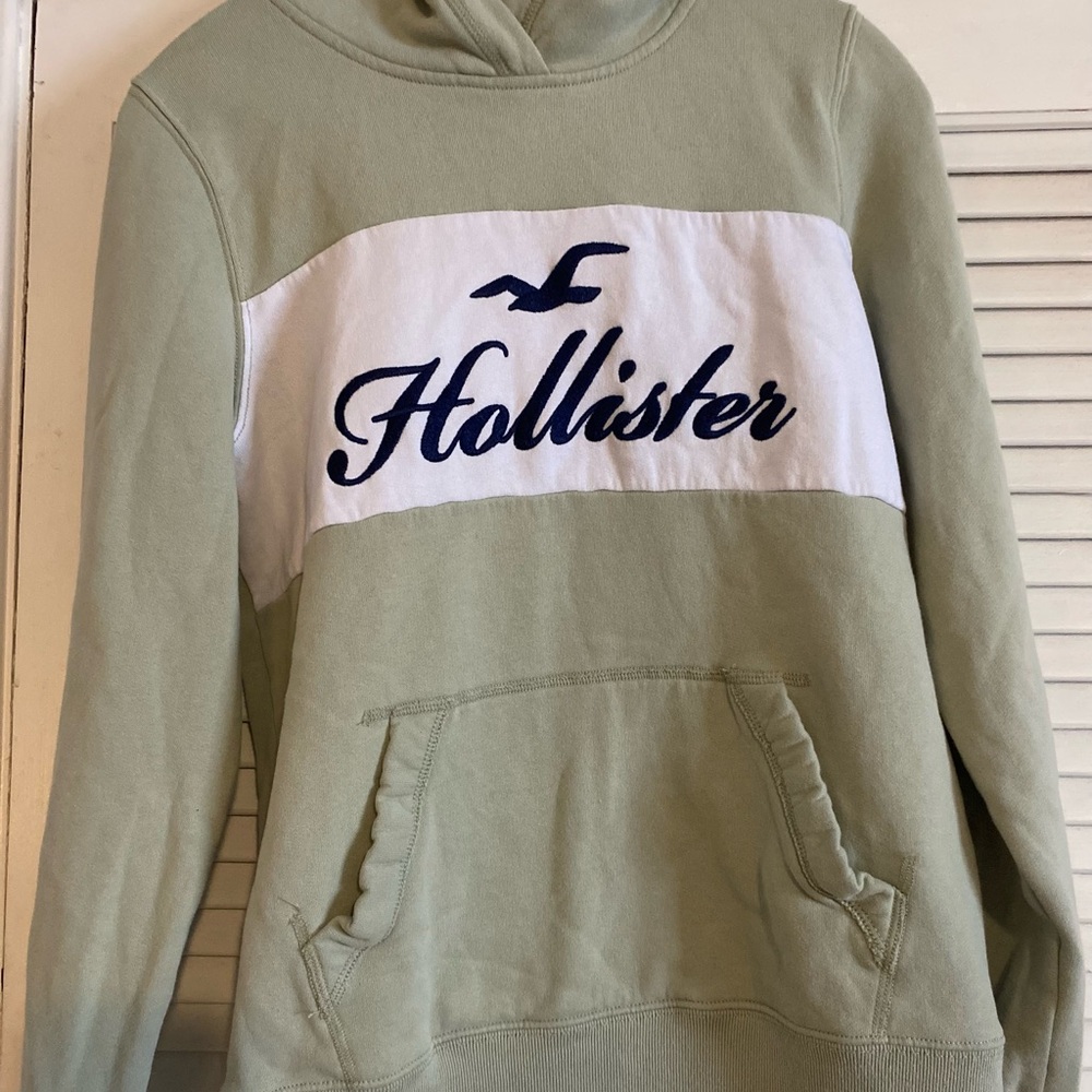 Hollister Sage Green Hoodie with Logo